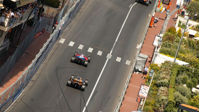 Formula 1 cars racing through the streets of Monte-Carlo