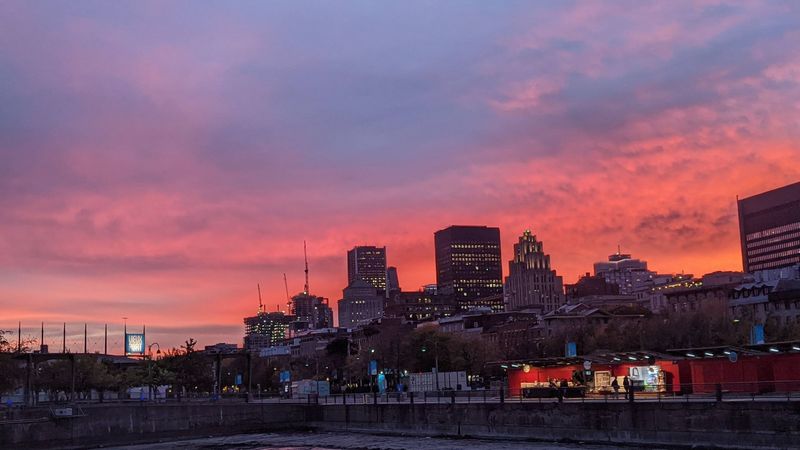 Old Montréal at sunset, from the Vieux-Port