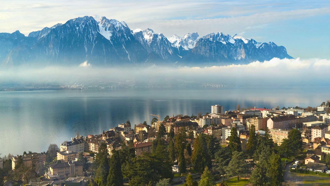 Montreux on Lake Geneva, below the Dents du Midi, near the hotel school at Glion
