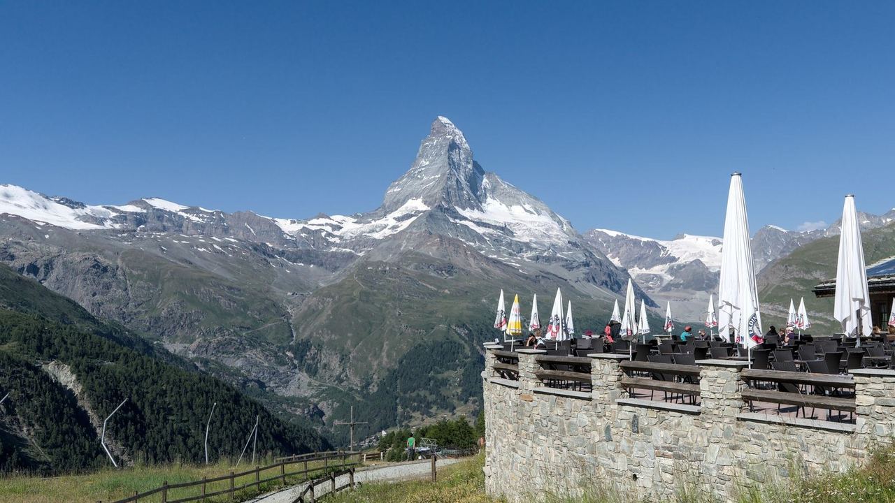 A restaurant terrace facing the Matterhorn, Zermatt