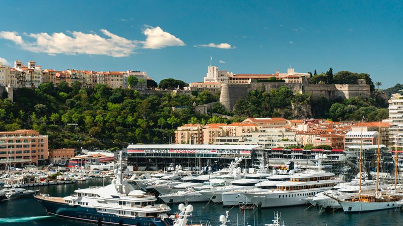 Superyachts in Port Hercule below the Rock and the Prince's Palace