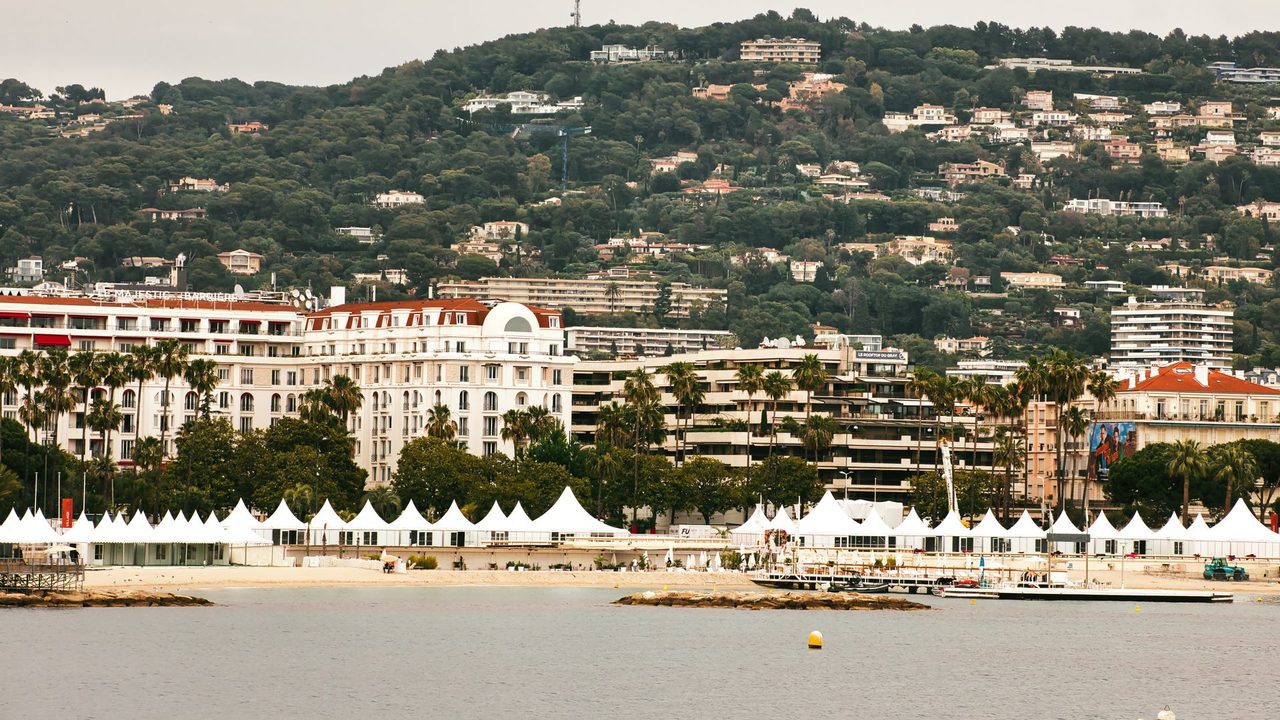 The Croisette and the Majestic below the villas of the Californie hills, Cannes